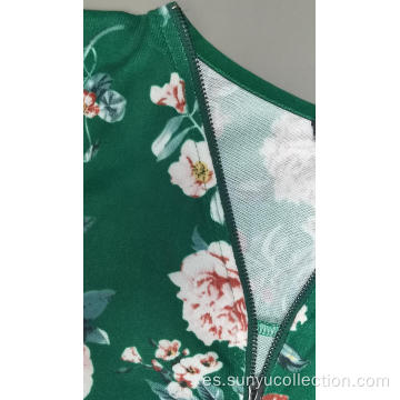 Flor de Ladie, impresa, camiseta larga, con cuello en V